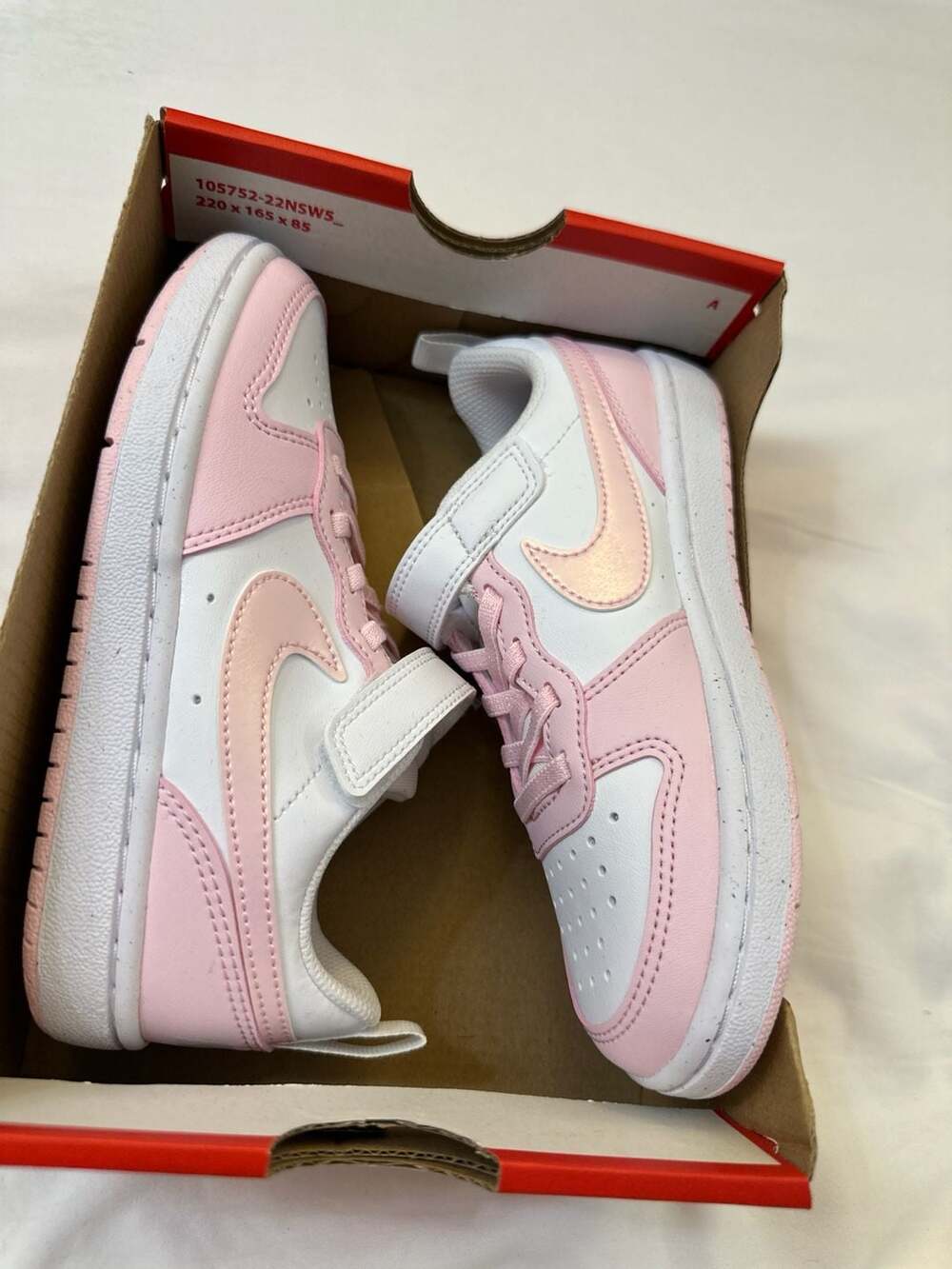Nike Court Borough Low Recraft sneakers in White/Pink Foam, toddler size 12C